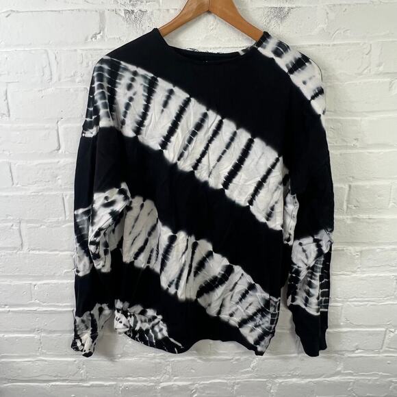 Sundown by Splendid Women's Elle Tie-Dye Sweater Long Sleeve Black White Size S - Picture 2 of 5